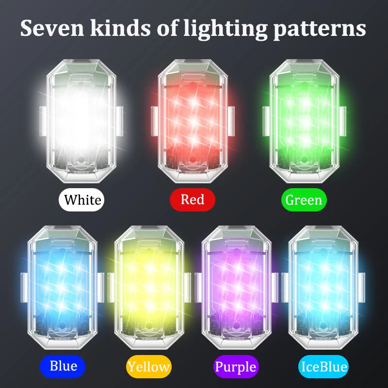 4PCS Wireless LED Drone Strobe Light for Motorcycle Car Bike Remote Control Anti-Collision Warning Light Signal Light