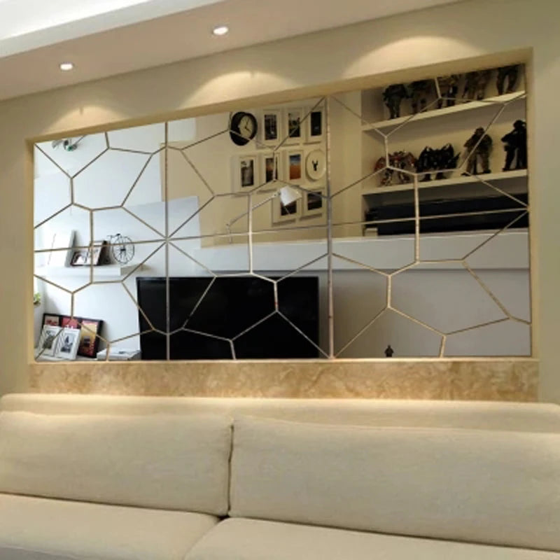 Mirror Wall Stickers 3D Acrylic Geometric Patterns Graphic Wall Stickers Background Wall Decor Home Wall Stickers Decoration
