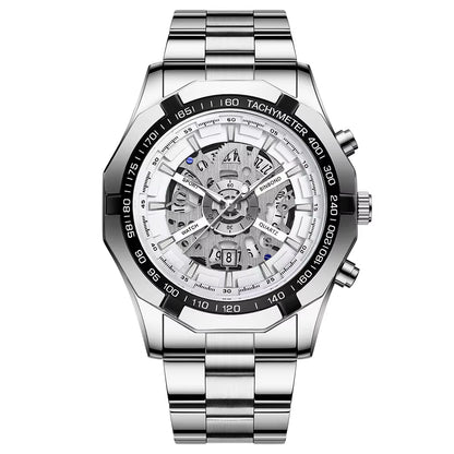 2024  Mens Watches Top Brand Luxury Stainless Steel Waterproof Hollow Out Blue Big Male Wristwatches Relogio Masculino