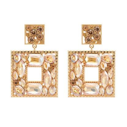New Fashion Exquisite Square Shiny Crystal Decor Dangle Drop Earrings for Women Luxury Elegant Popular Jewelry Ear Accessories