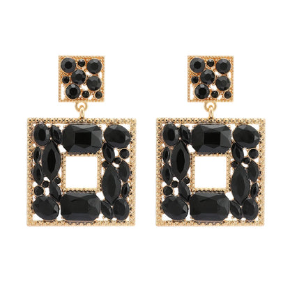 New Fashion Exquisite Square Shiny Crystal Decor Dangle Drop Earrings for Women Luxury Elegant Popular Jewelry Ear Accessories
