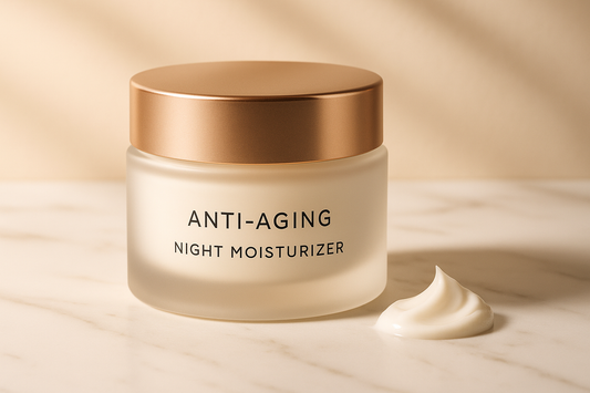 Luxury anti-aging night moisturizer jar